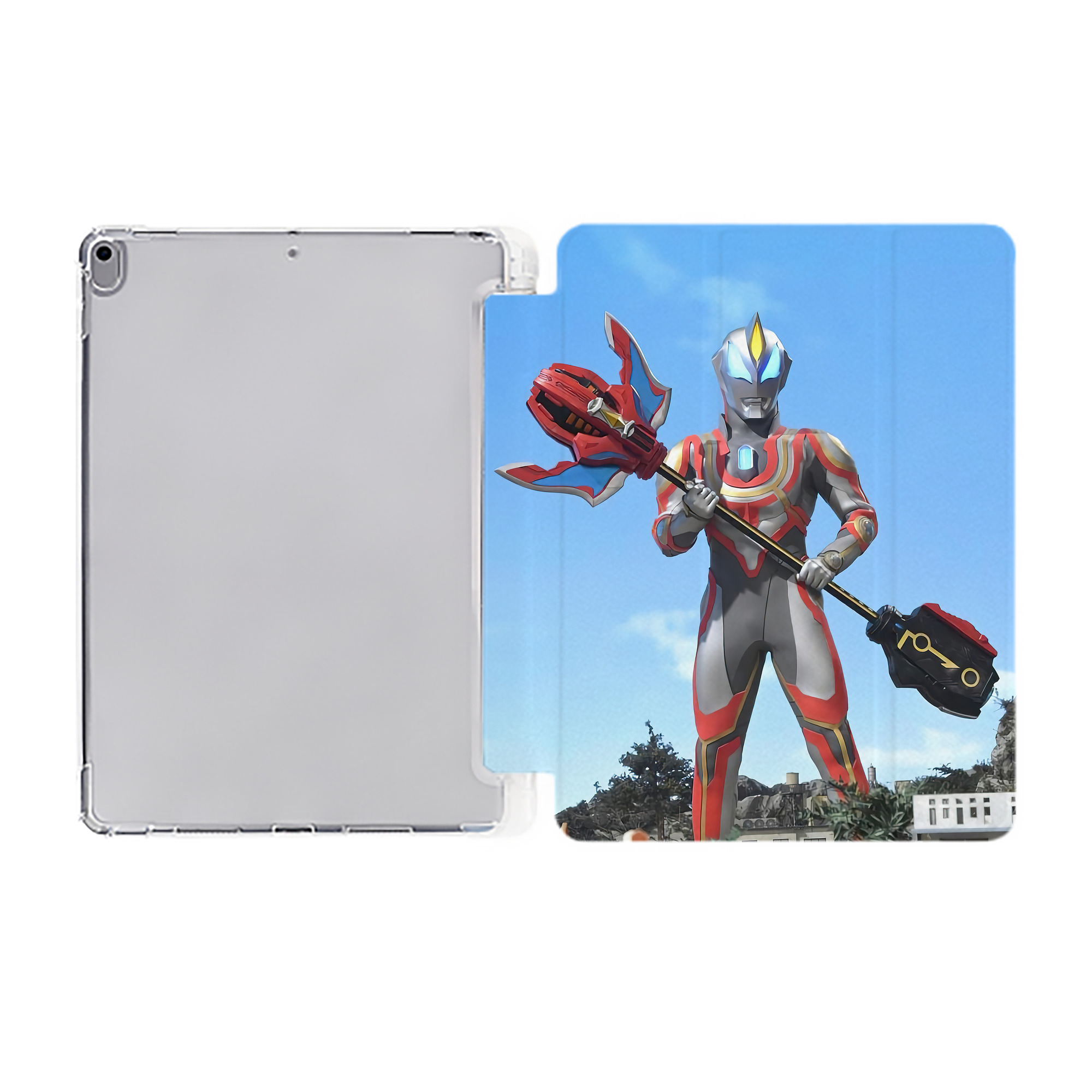 （画像用） ウルトラマン Ultraman IPad ケース ペン収納付き 三つ折りスタンド PUレザー×シリコン 対応機種9.5/10.5/10.9インチ